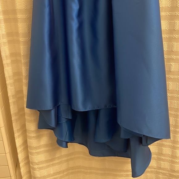 Betsy & Adam Blue Cobalt High Low Gown 8 - Picture 4 of 7